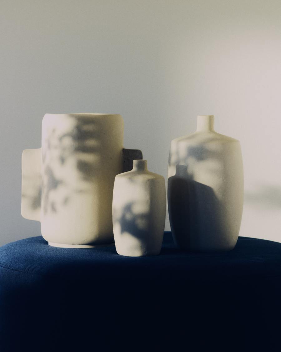 Vase Japandi Beige Pappmaché 39 cm