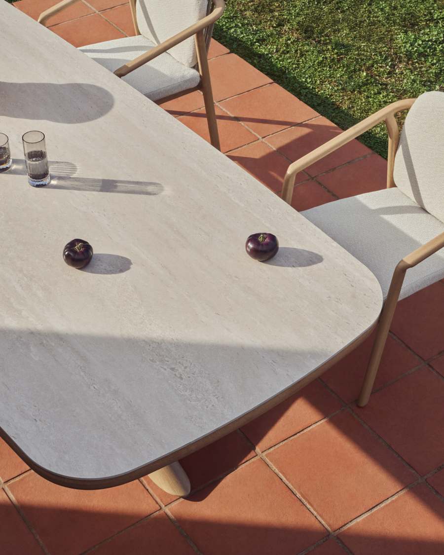 Outdoor Gartentisch Japandi Aluminium Steinoptik 240x110 cm