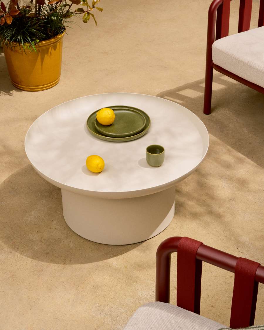 Couchtisch Japandi Aluminium Ecru 70 cm