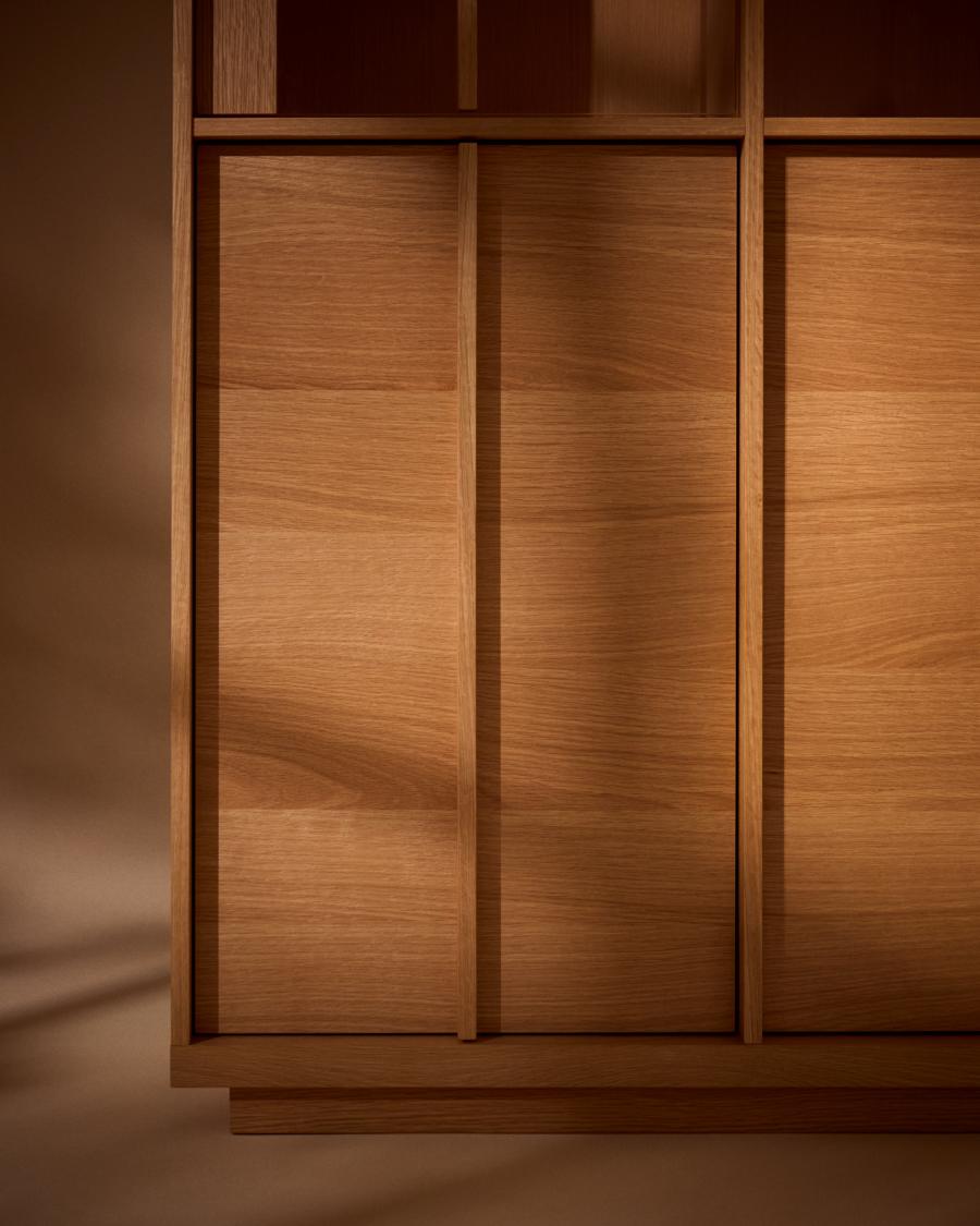 Vitrine im Japandi-Stil aus Eichenholz Natur 100x170 cm