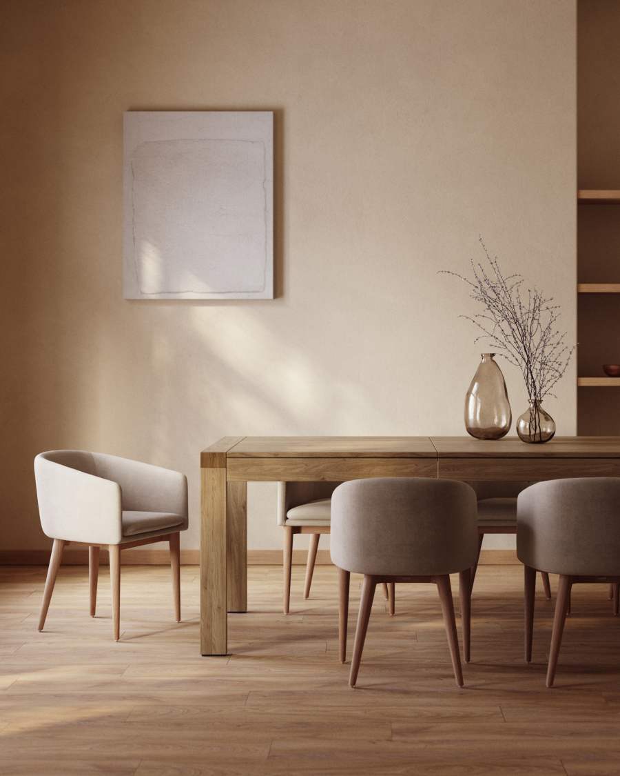 Ausziehtisch Japandi Eichenfurnier Natur 180–230 cm