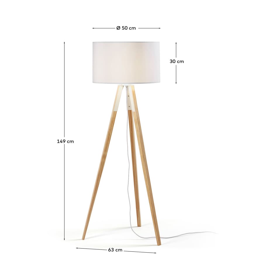 Stehlampe Japandi Holz Weiß