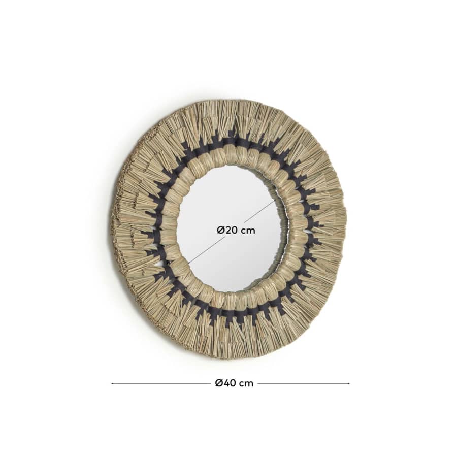 Rundspiegel Japandi Naturfasern Grün 40 cm