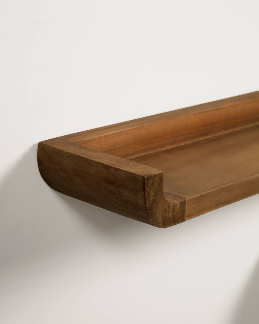 2er-Set Wandregale Japandi Teakholz Nussbaum 50x5 cm