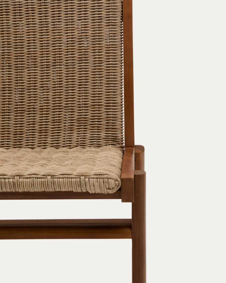 Japandi Stuhl aus Teakholz und Rattan