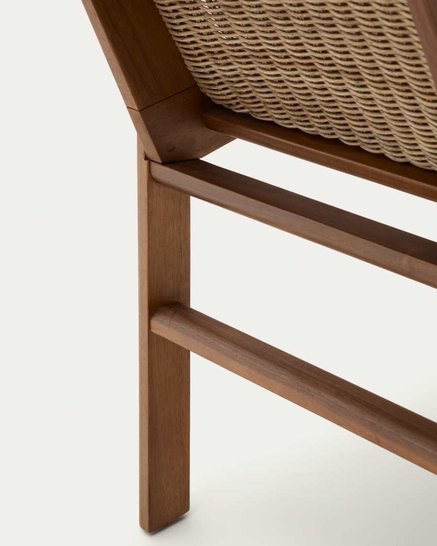 Japandi Stuhl aus Teakholz und Rattan