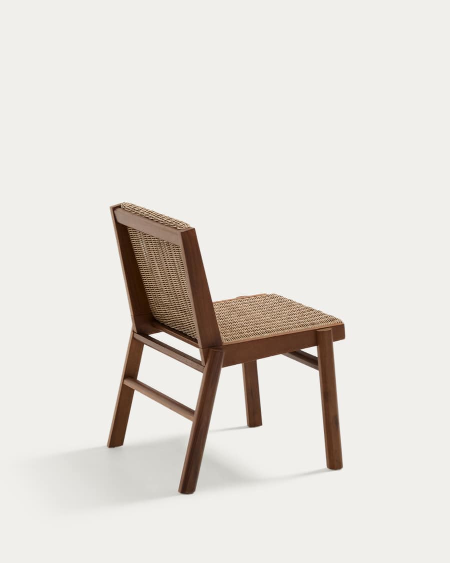 Japandi Stuhl aus Teakholz und Rattan