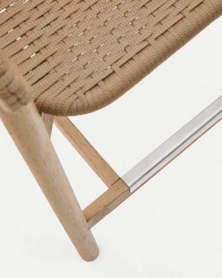 Japandi Hocker aus Akazienholz mit Beilem Seil, 65 cm