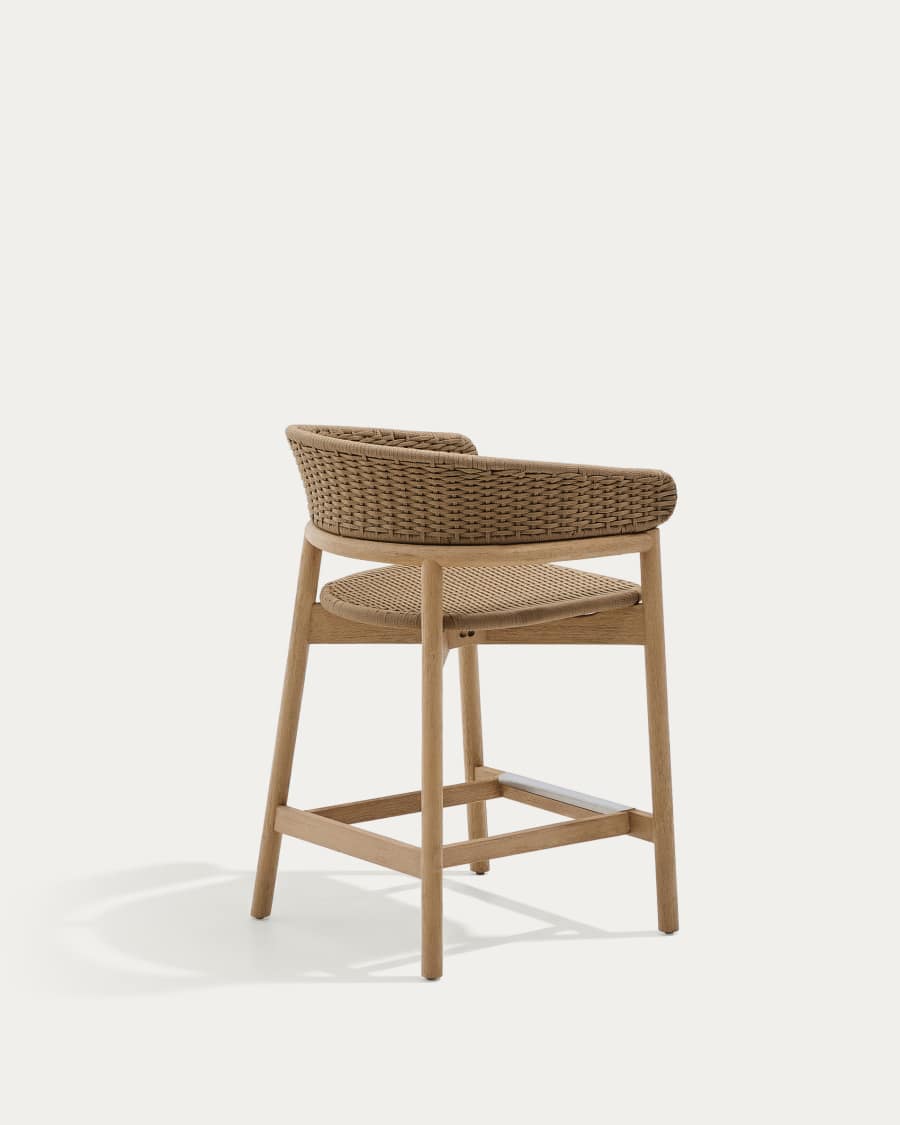 Japandi Hocker aus Akazienholz mit Beilem Seil, 65 cm