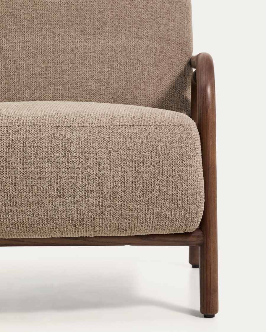 Sessel Japandi Taupe Chenille Eschenholz Nussbraun