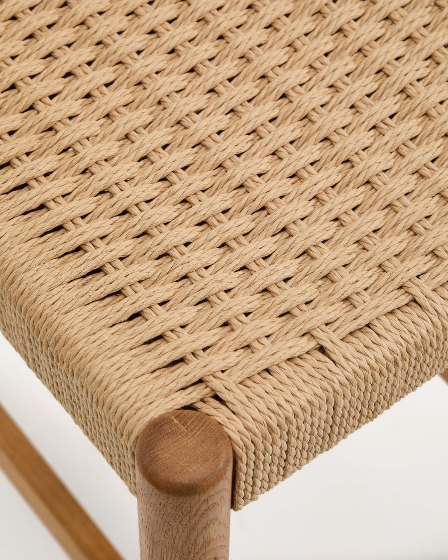 Japandi Barhocker aus Eiche & Seil –