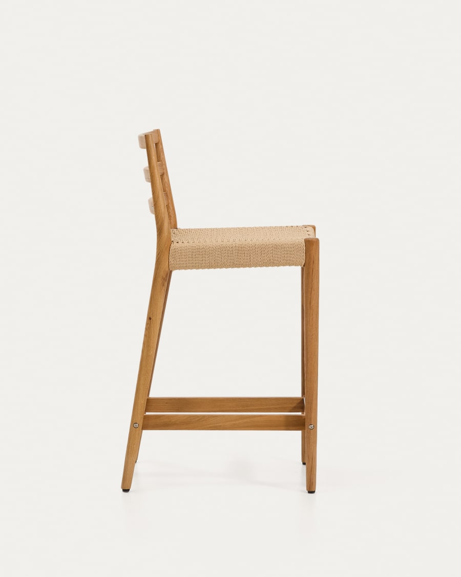Japandi Barhocker aus Eiche & Seil –