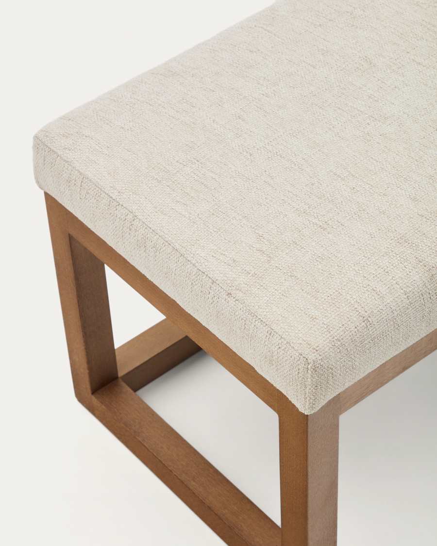 Sitzbank Japandi Beige Chenille Buchenholz Nussbaum