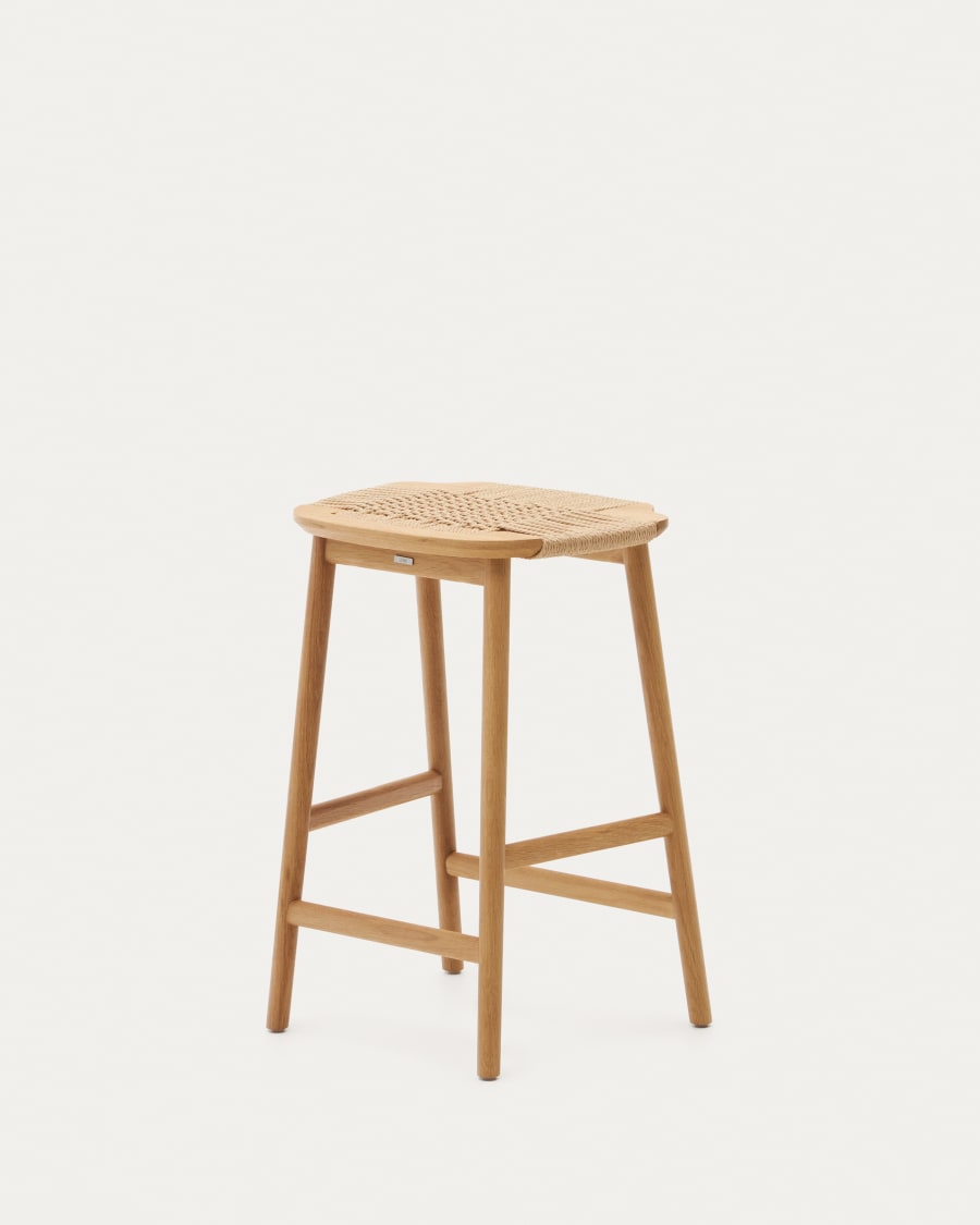 Japandi Hocker mit Geflecht