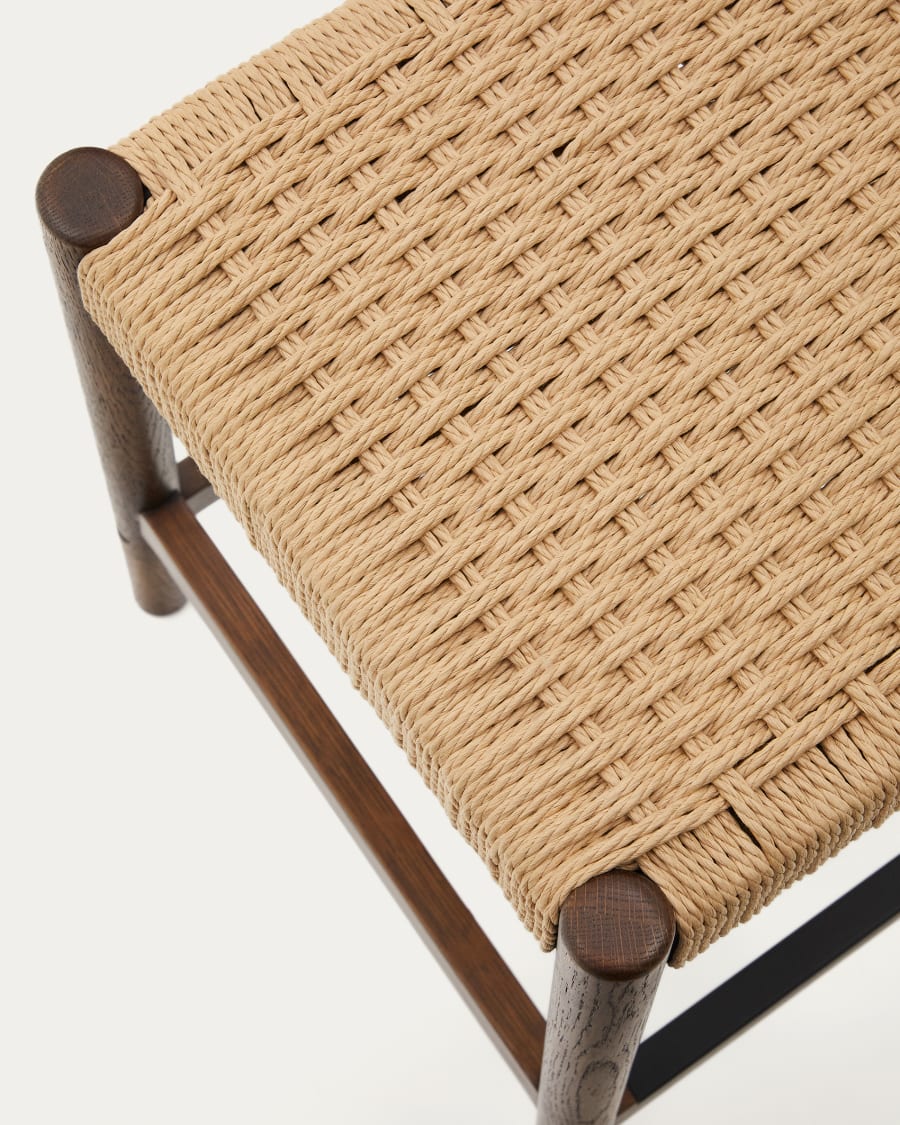 Japandi Hocker aus Holz und Seil