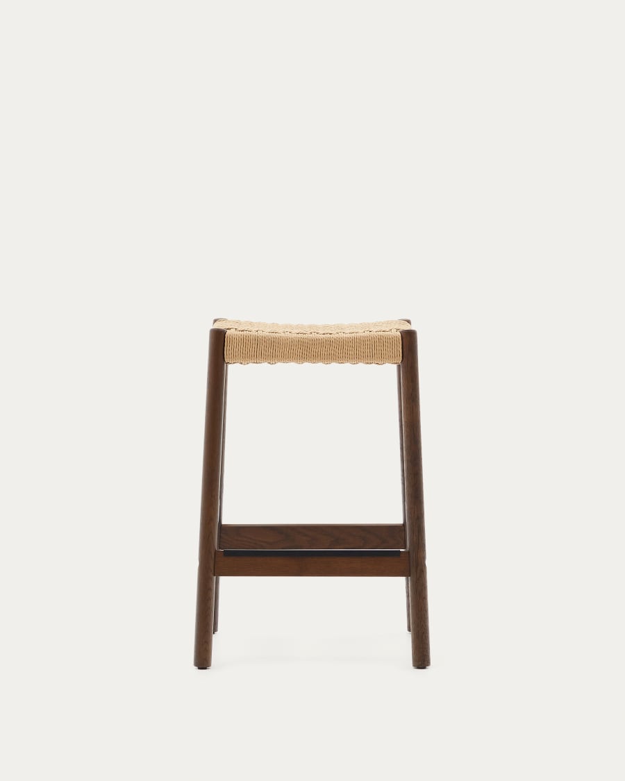 Japandi Hocker aus Holz und Seil
