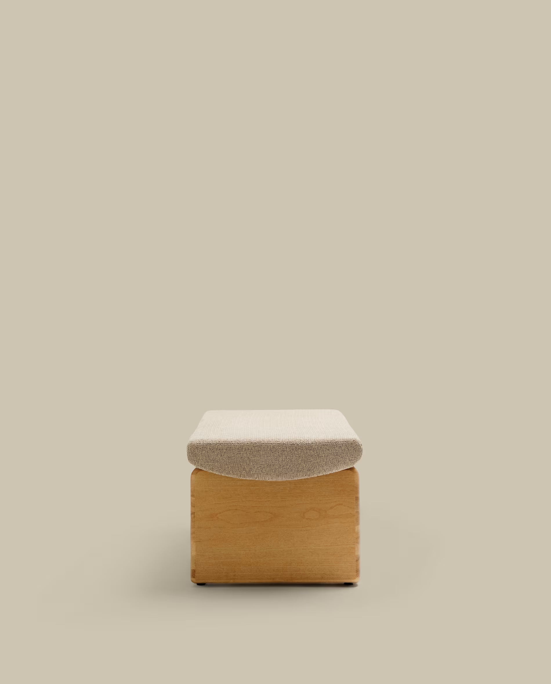Polsterbank Japandi Beige Chenille Eschenholz Natur 150 cm