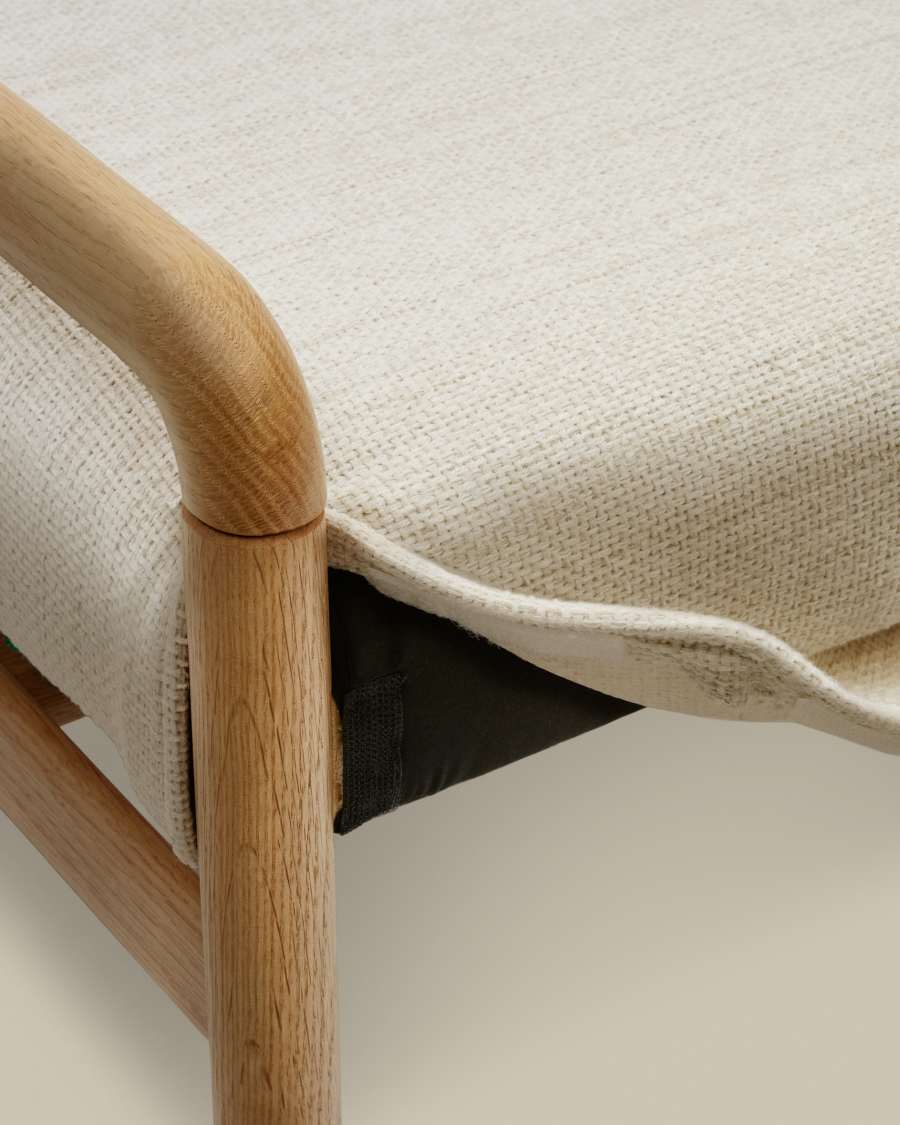 Japandi Polsterbank Eichenholz Natur Chenille Beige