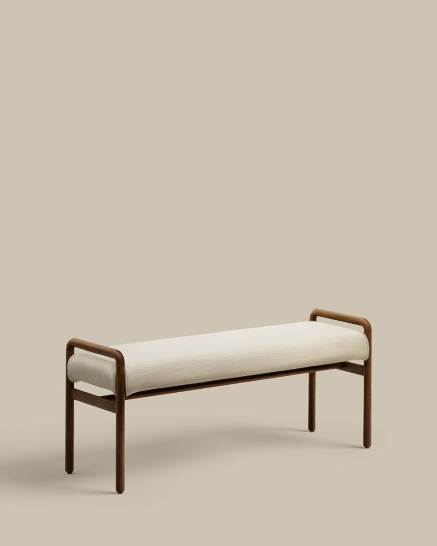 Japandi Polsterbank aus Eichenholz und Nussbaum, 120 cm