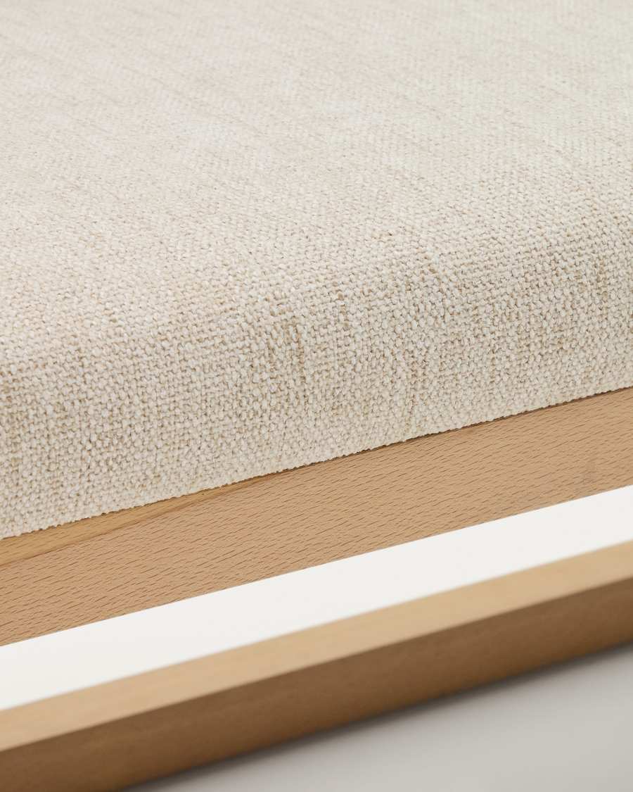 Bank Japandi Beige Chenille Buchenholz Natur