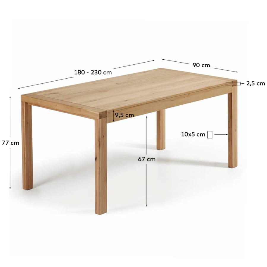 Ausziehtisch Japandi Eichenfurnier Natur 180–230 cm