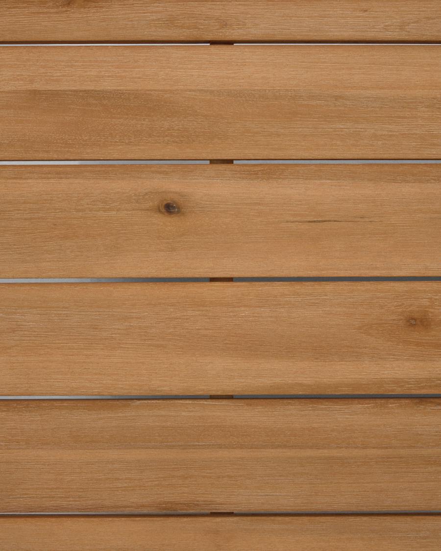 Japandi Ecksofa aus Akazienholz, 5-Sitzer mit Tisch
