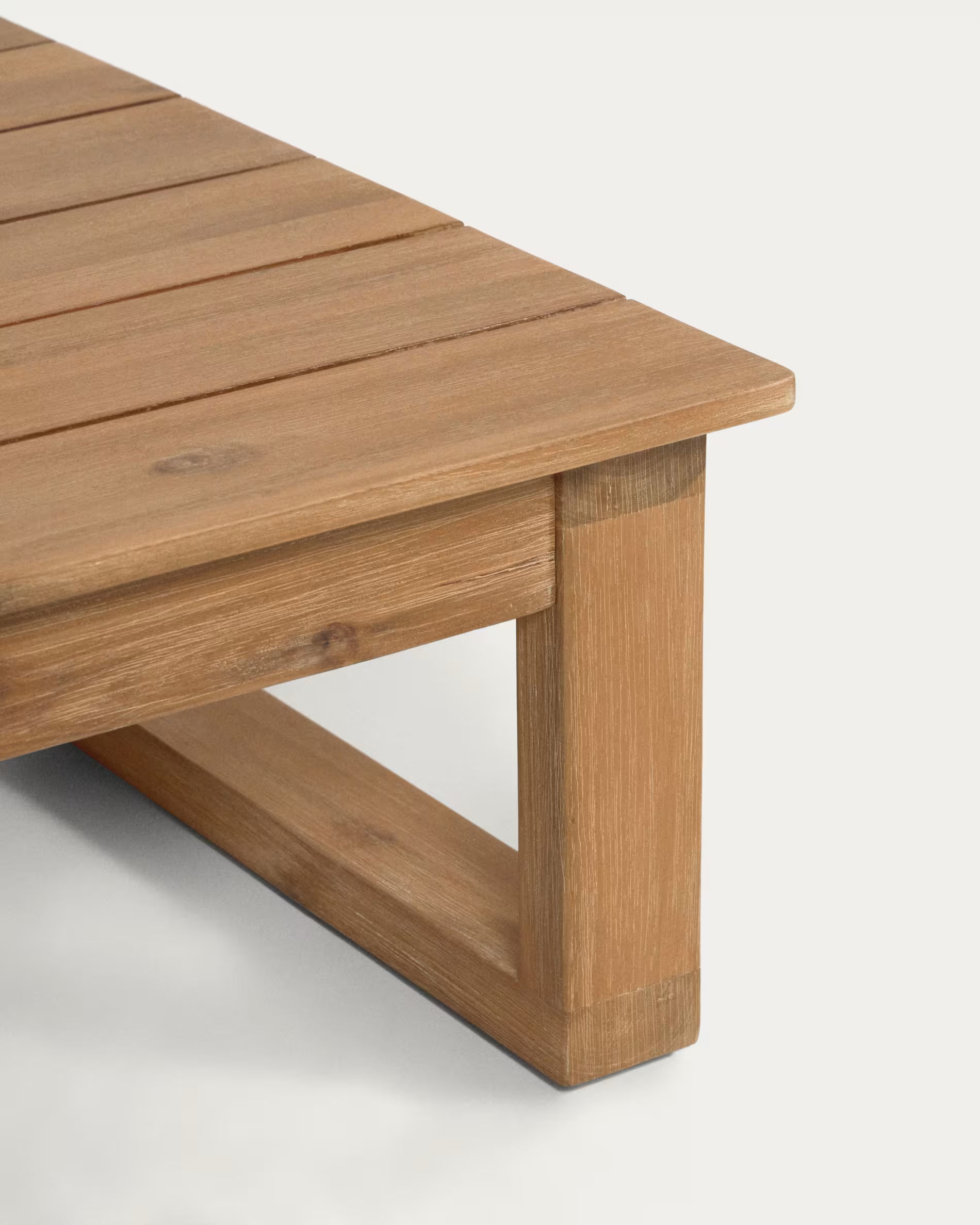 Japandi Ecksofa aus Akazienholz, 5-Sitzer mit Tisch