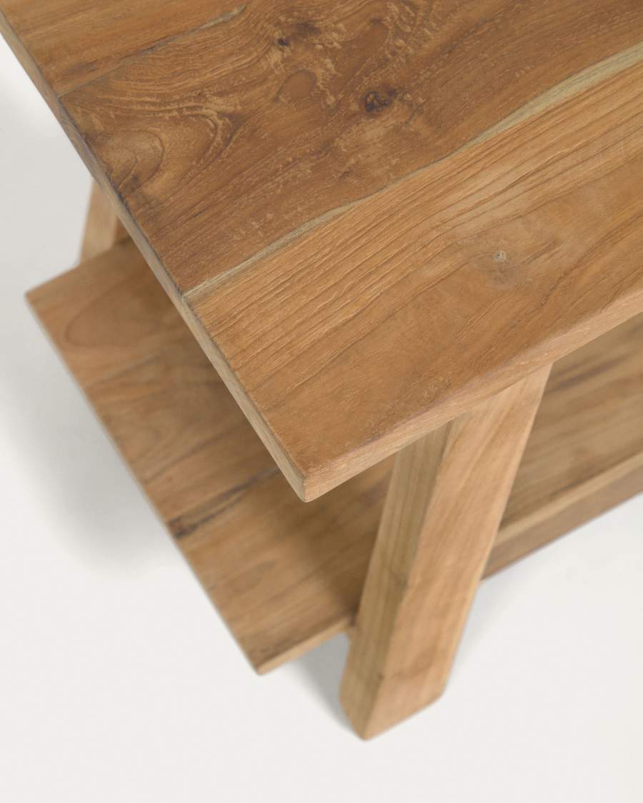 Fußhocker Japandi aus recyceltem Teakholz 50x32 cm