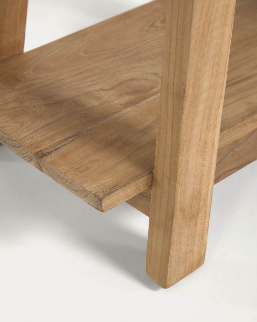 Fußhocker Japandi aus recyceltem Teakholz 50x32 cm