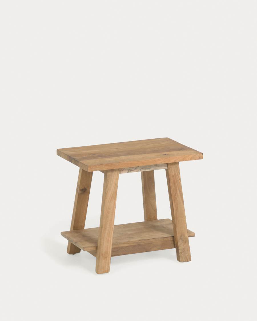Fußhocker Japandi aus recyceltem Teakholz 50x32 cm