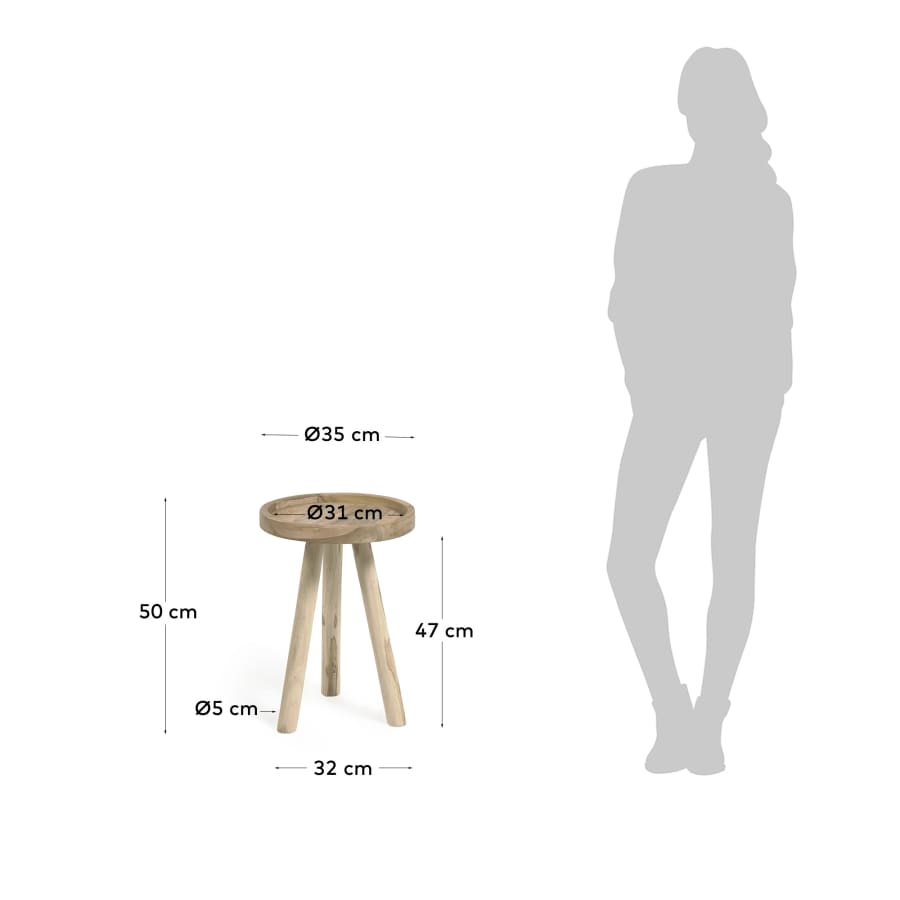 Beistelltisch Japandi Teakholz Rund 35 cm