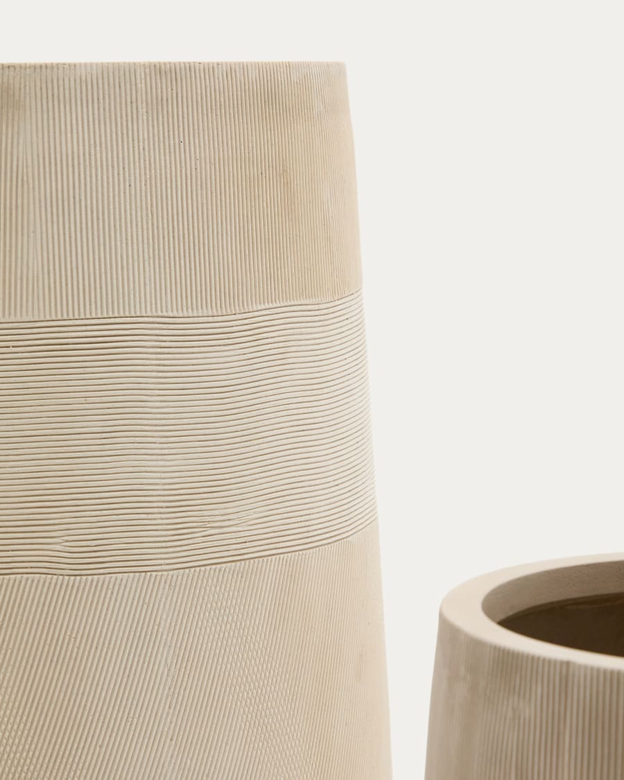 Beige Zement Japandi Pflanzgefäß Set