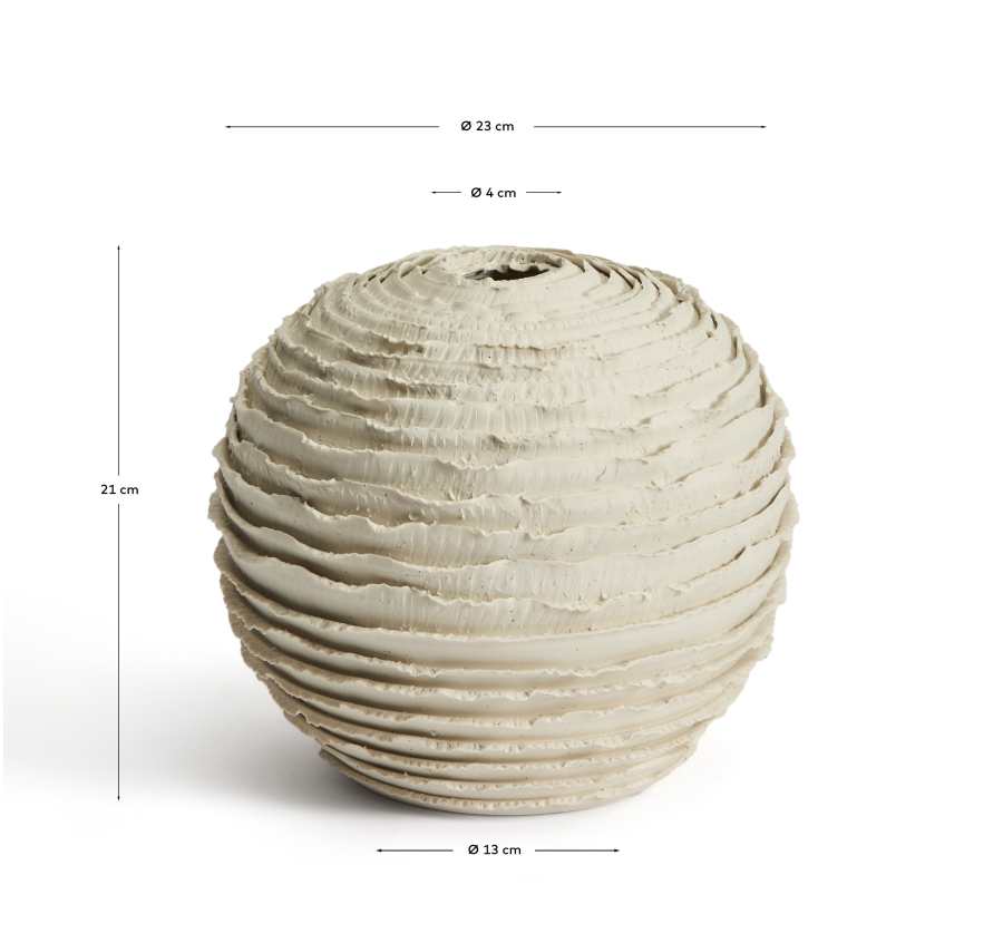 Japandi Vase aus Beige Keramik, 21 cm