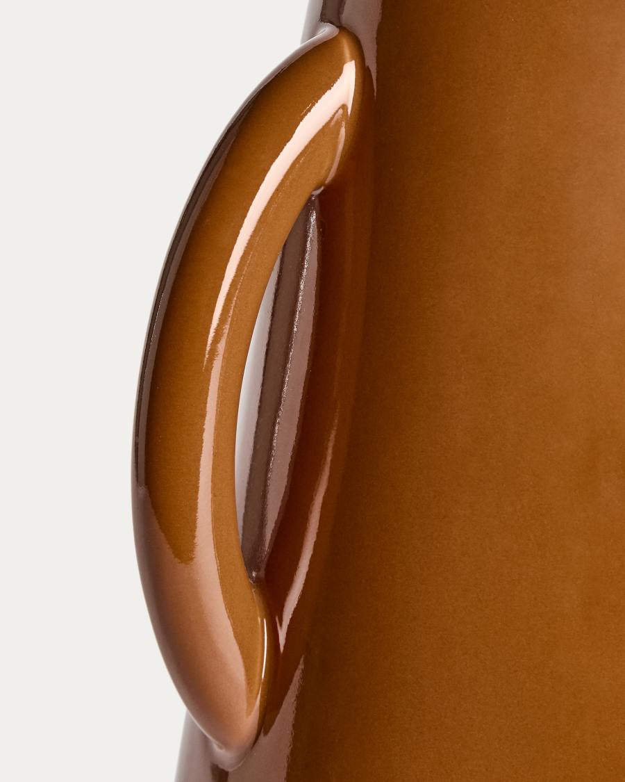 Japandi Vase Braun Glänzende Keramik 25 cm