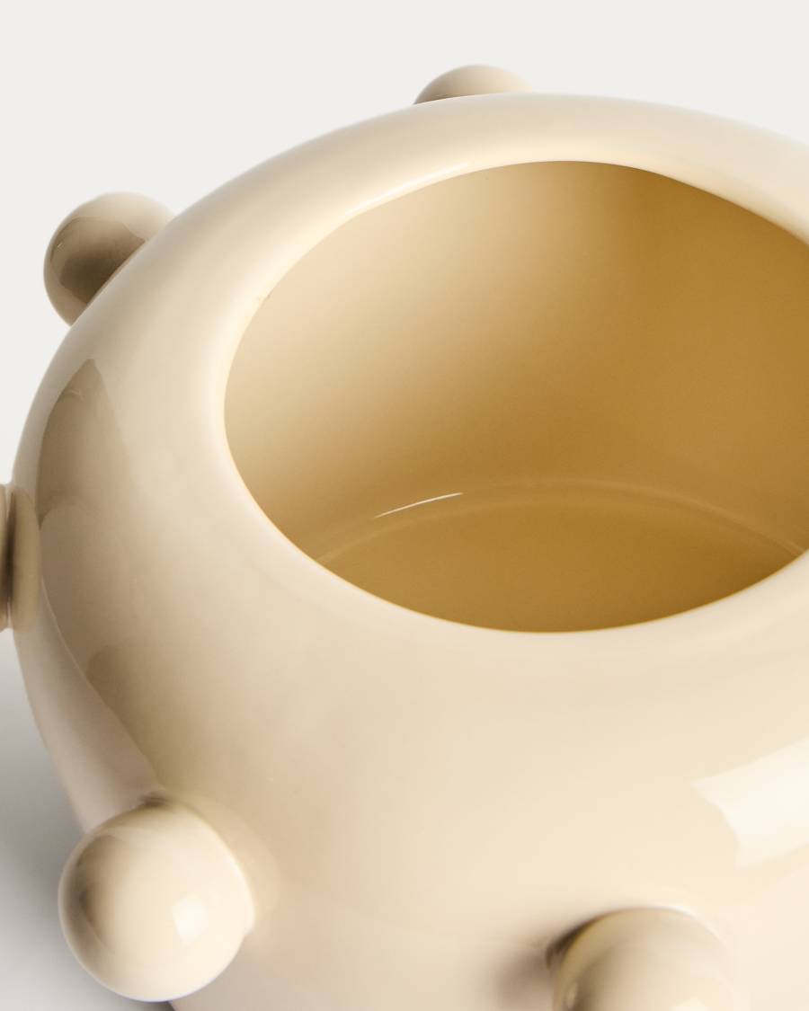 Japandi Vase Ecru Keramik Glänzend 17 cm