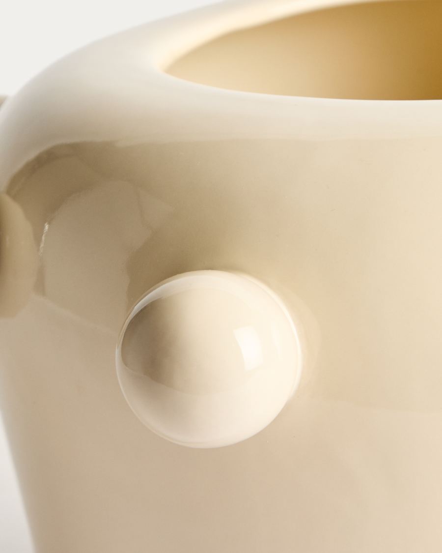 Japandi Vase Ecru Keramik Glänzend 17 cm