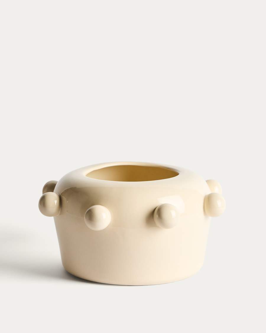 Japandi Vase Ecru Keramik Glänzend 17 cm