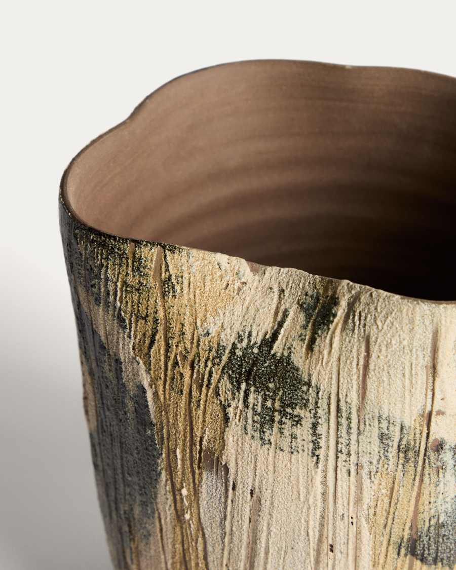Japandi Vase aus Keramik in Braun 23 cm