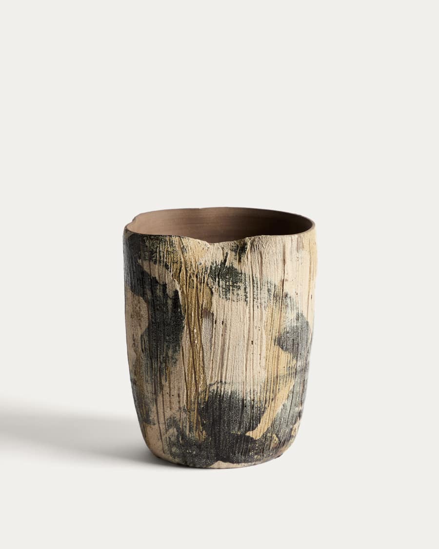 Japandi Vase aus Keramik in Braun 23 cm