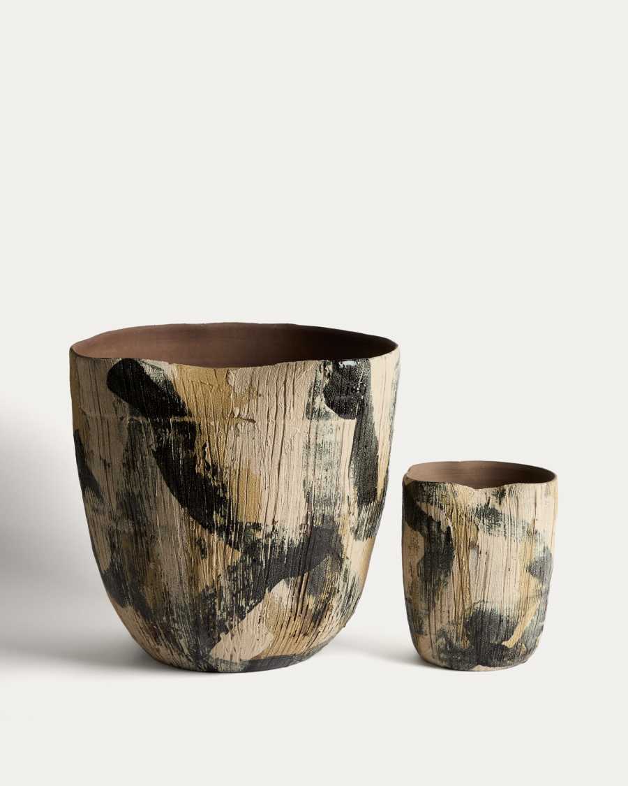 Japandi Vase aus Keramik in Braun 23 cm