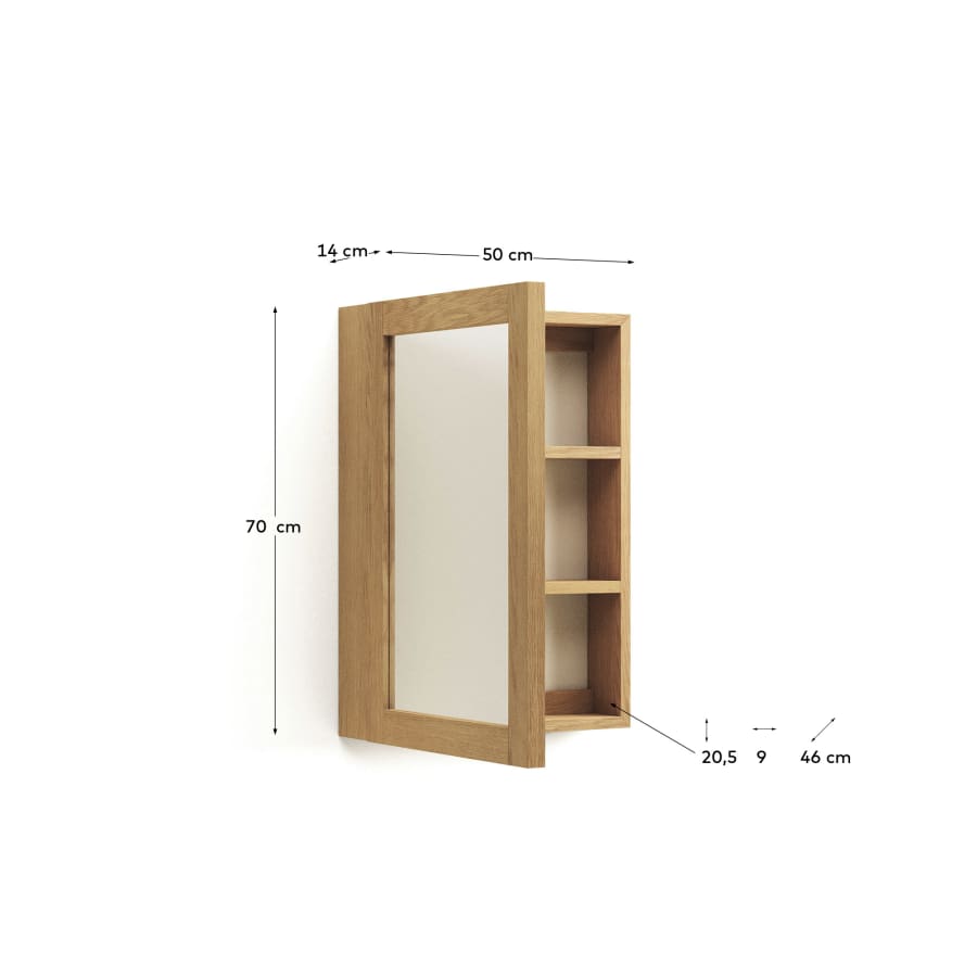 Badezimmerschrank Japandi Teakholz Spiegel 50x70 cm