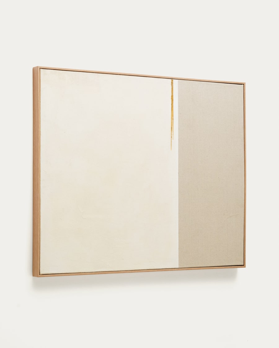 Beige Leinen Streifen Japandi Gemälde