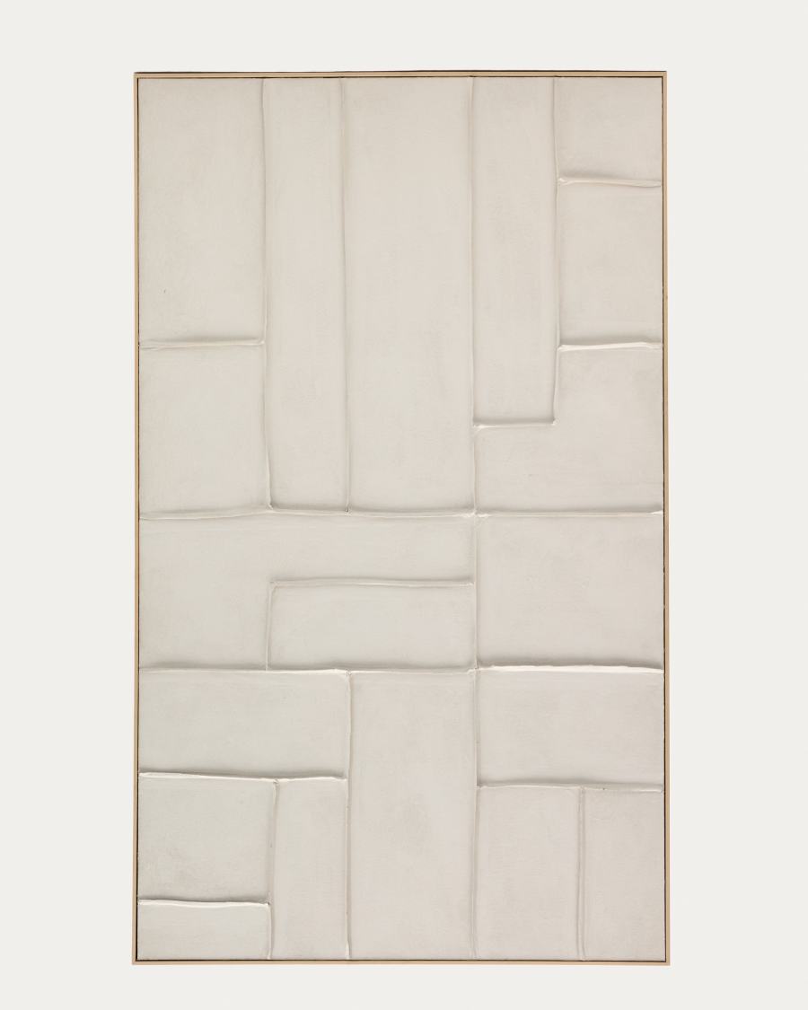 Japandi Leinenbild Geometrisch Weiß 120x200 cm