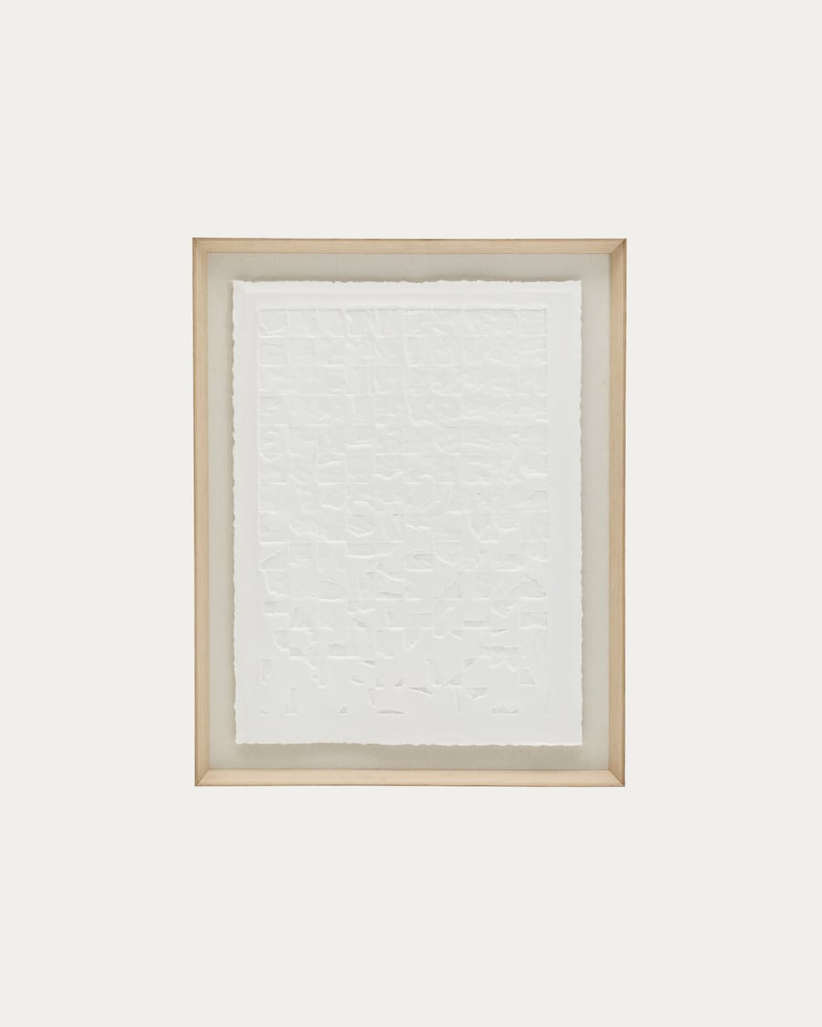 Japandi Bild aus Pappmaché Weiß 90 x 70 cm