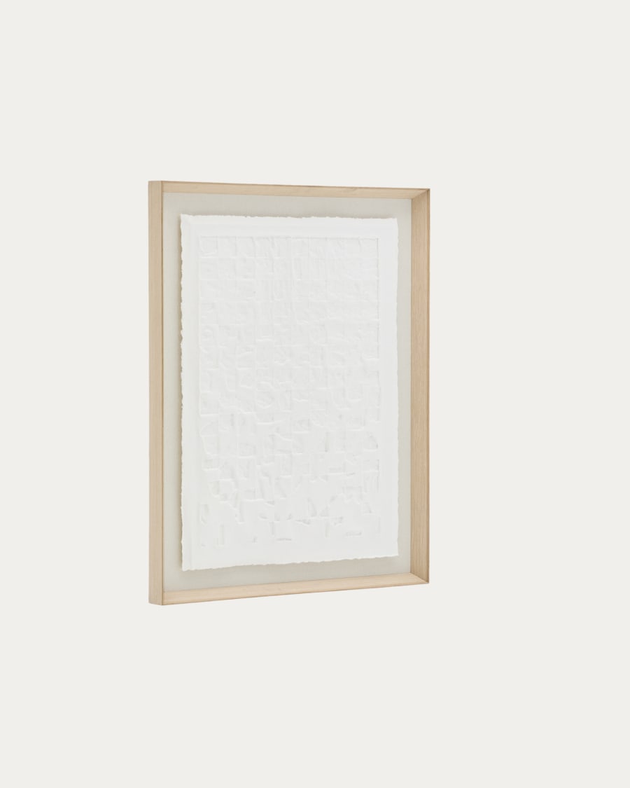 Japandi Bild aus Pappmaché Weiß 90 x 70 cm