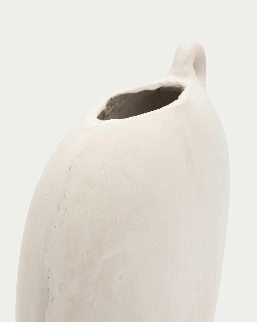 Japandi Vase Weiß aus Pappmaché 37 cm