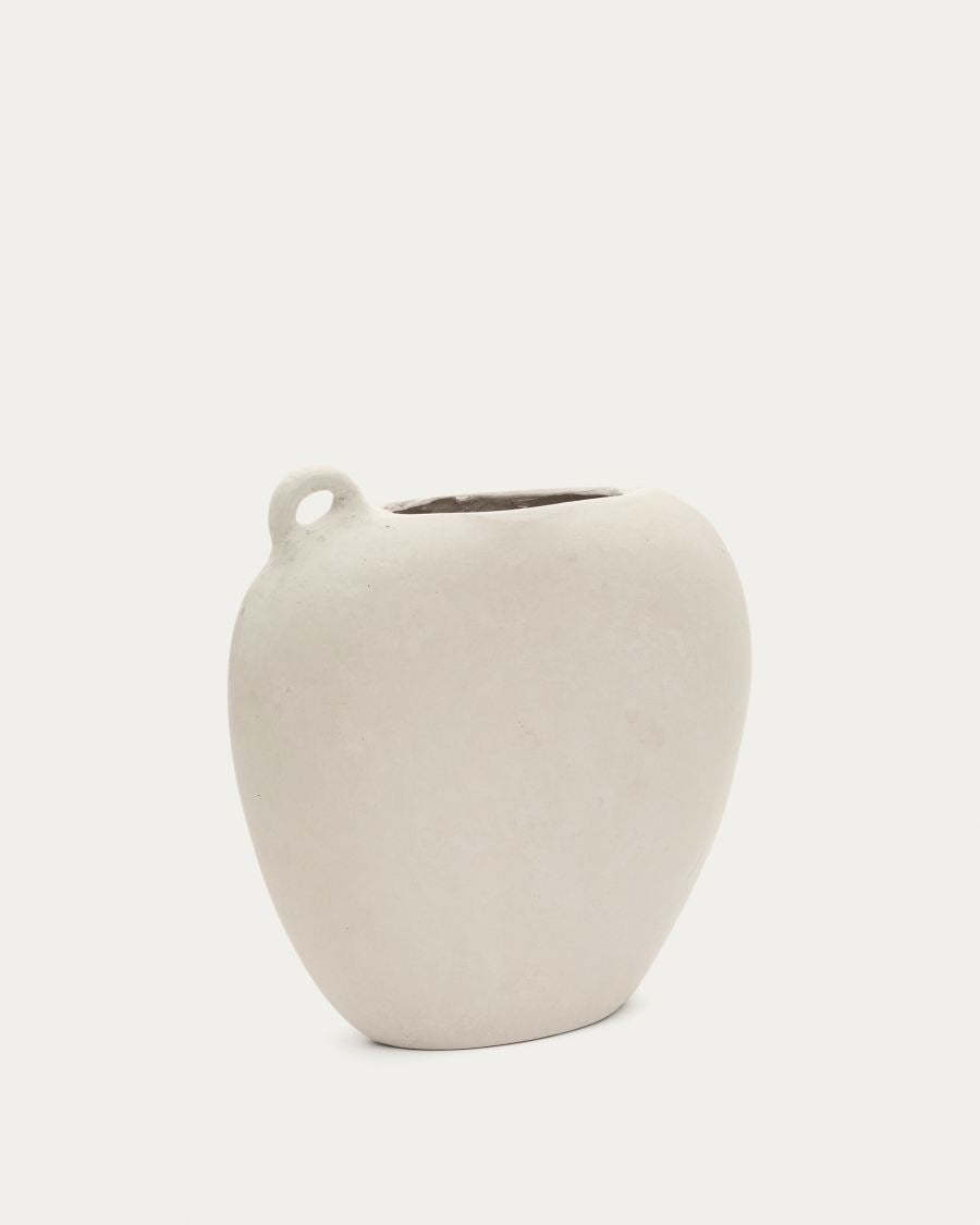 Japandi Vase Weiß aus Pappmaché 37 cm