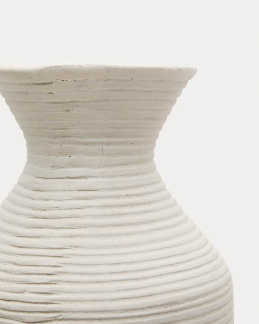 Japandi Vase Weiß aus Pappmaché 72 cm