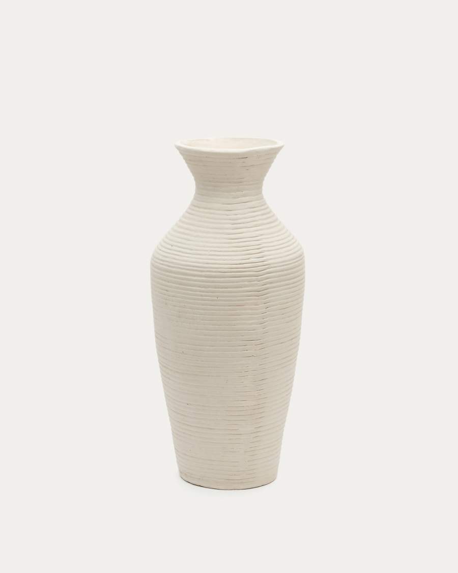 Japandi Vase Weiß aus Pappmaché 72 cm