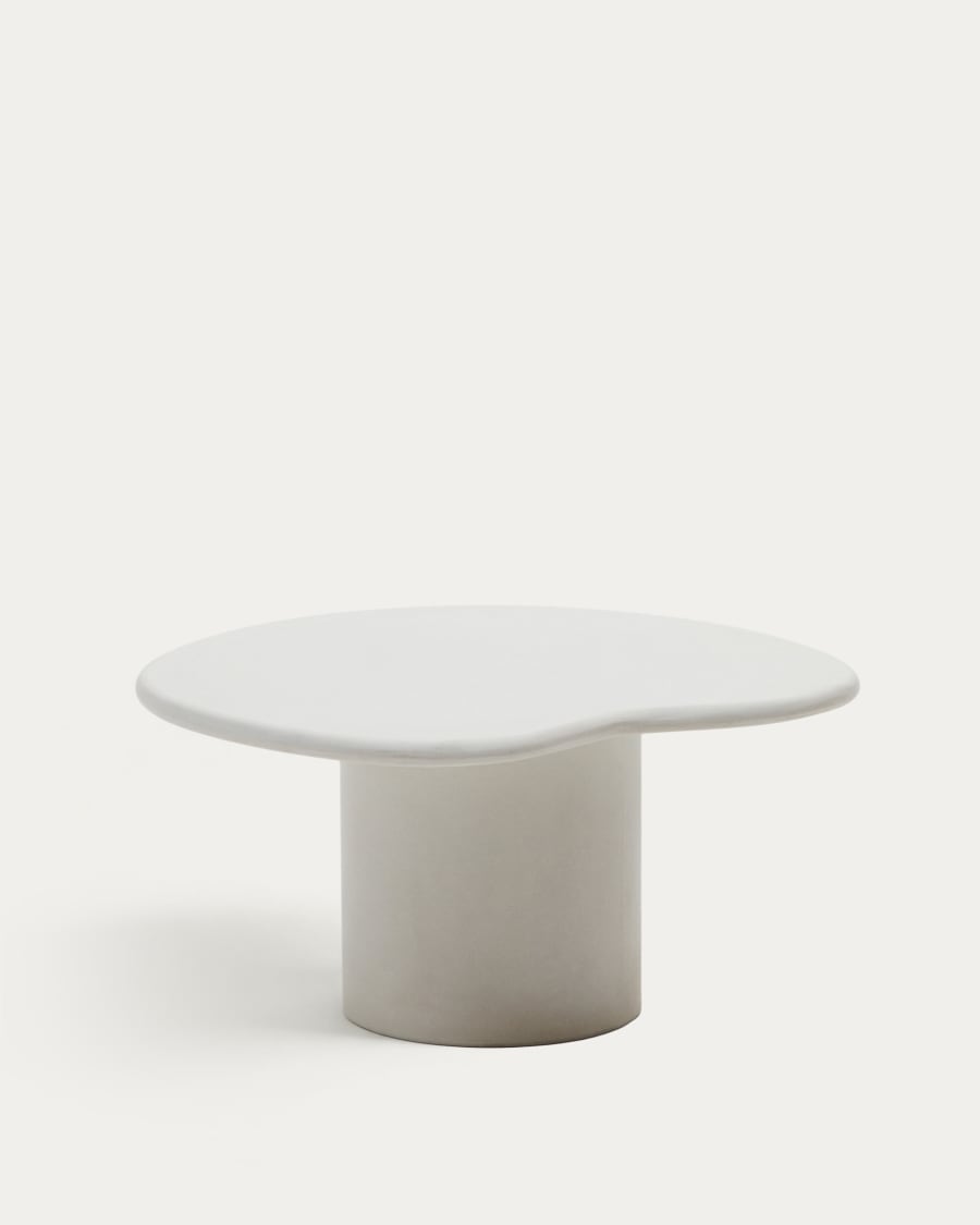 Couchtisch Japandi Weißer Zement 83x77 cm